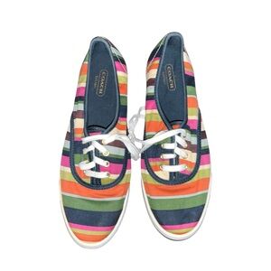 Coach Audrina Colorful Women’s Striped Canvas 
Size 7B Sneakers